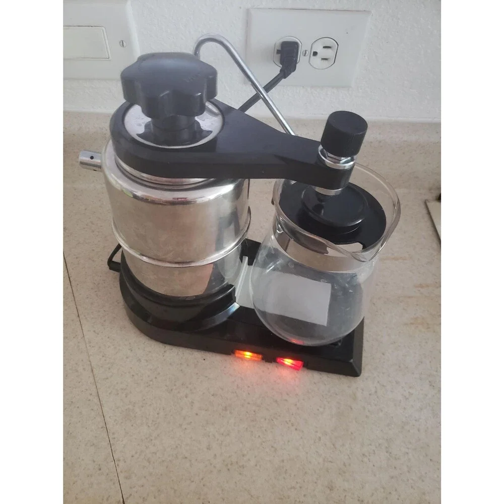 Vintage Stainless Steel Syphon Coffee Maker & Glass Carafe